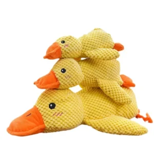Eco Friendly Crinkle Squeaker Dog Toy Soft Duck Shaped Cartoon Style Toy Made of Suede and Plush Indestructible for Pets