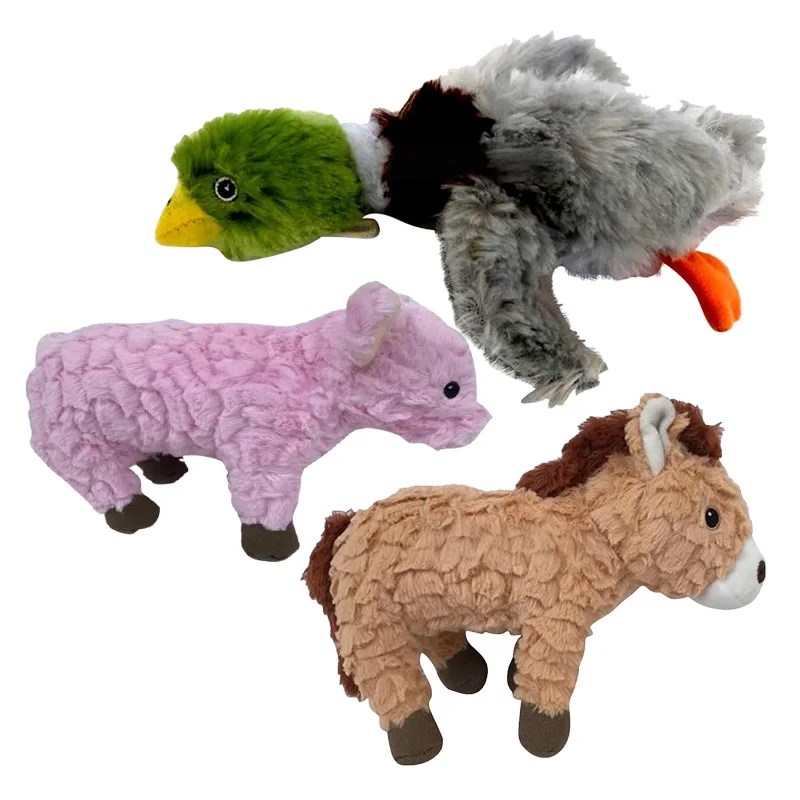 Eco Friendly Cute Animal Shape Squeaky Dog Plush Toy Small Medium Pet Dog Toy with Aggressive Feature
