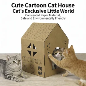 Eco Friendly Cute Pet Scratcher House Removable Cat Shelter Large Indoor Storage Cardboard Cat House