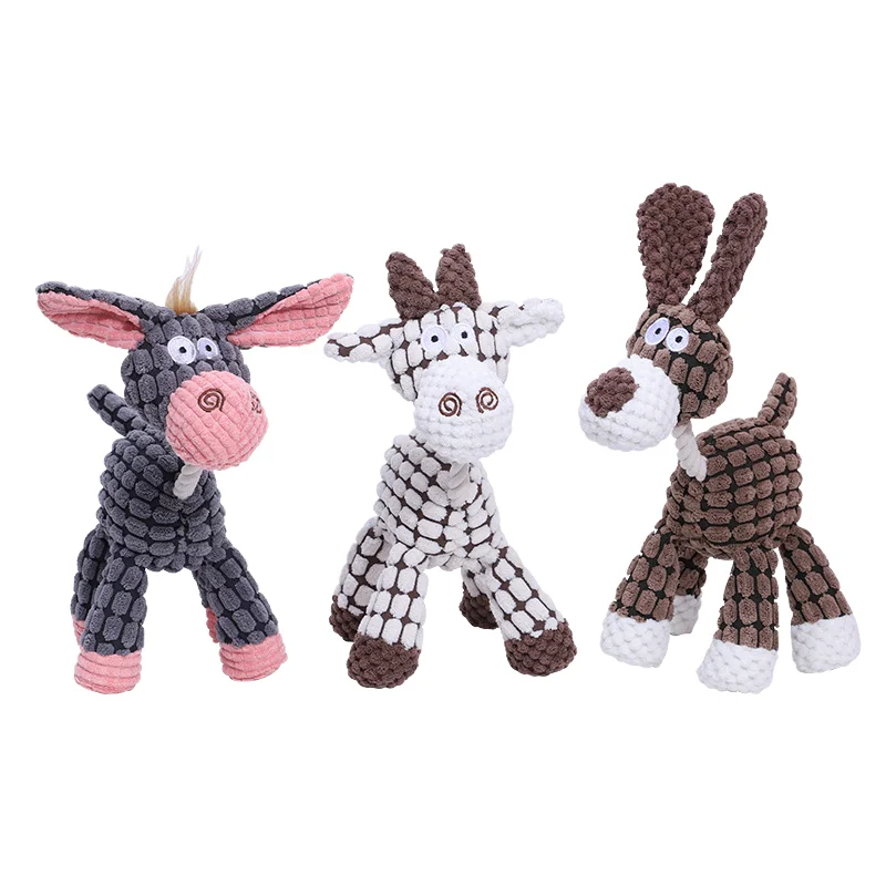 Eco Friendly Cute Style Donkey Dog Squeak Chew Toy Made of Cotton Plush Material for Dogs Indoor Outdoor Use