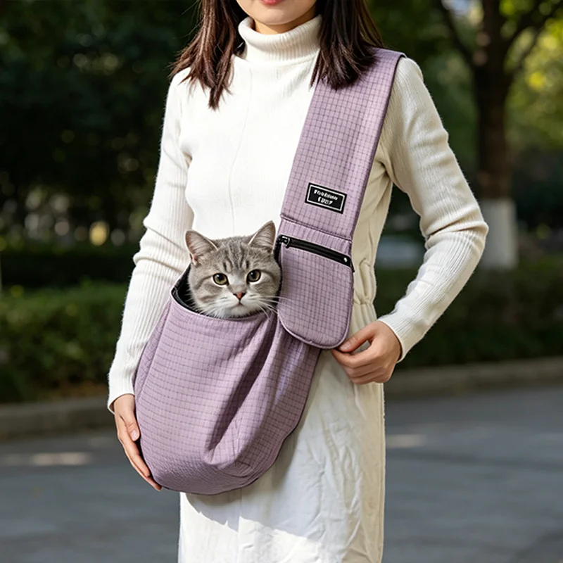 Eco Friendly Dog Cat Zipper Breathable Bag Foldable Waterproof Lycra Pet Sling Carrier Bag for Small Pets Outdoor