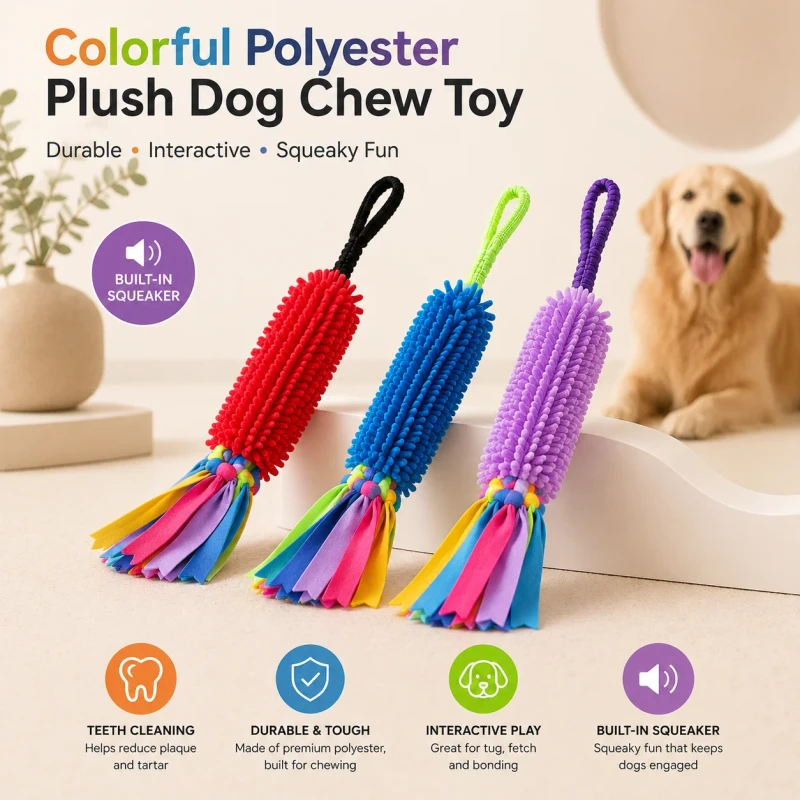 Eco Friendly Dog Tug Toy Interactive Plush Rope Chew Toy Squeaky Training Bungee Pull Toy for Aggressive Chewers