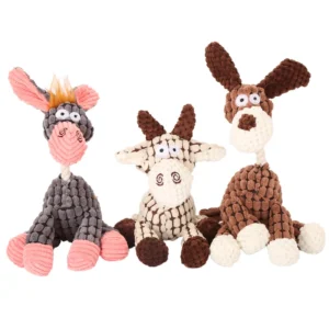 Eco Friendly Donkey Dog Cartoon Style Squeak Toy Toothbrush Chew Toy Made of Cotton Plush Material for Pets