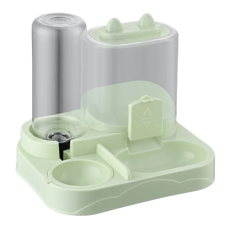 Eco Friendly Double Bowl Automatic Pet Bowl Feeder Plastic Cat and Dog Basin with Water Dispenser Direct