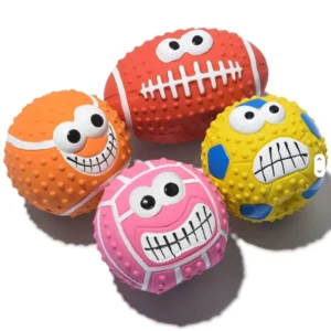 Eco Friendly Durable Latex Chicken Flavor Waterproof Pet Chew Ball Outdoor Training Squeak Toy for Dogs