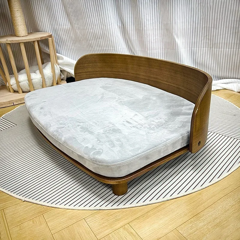 Eco Friendly Durable Modern U Shape Solid Wood Dog & Cat Bed Pet Sofa House All Seasons Pet Nest Carton