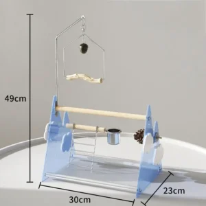 Eco Friendly Durable Stainless Steel Bird Perch Acrylic Wooden Column for Parrot Cage Reusable Drinking Water