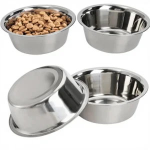 Eco Friendly Durable Stainless Steel Pet Feeder Bowl Dog & Cat Food & Water Bowl with Solid Pattern