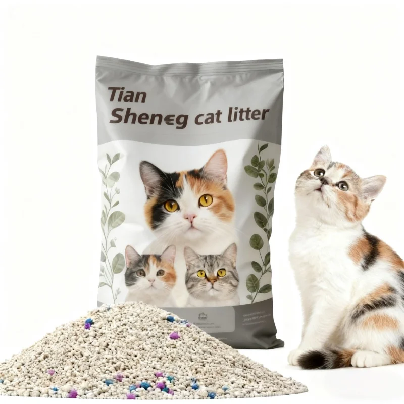 Eco Friendly Fast Clumping Low Dust 99% Dust Free Highly Adsorbent Bentonite Spherical Light Grey Lavender Scented Cat Litter
