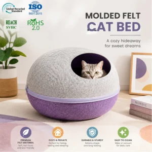 Eco Friendly Felt Donut Cat Bed Cave Integrated Molding Mod Press Formed Dual Use Modern Pet Cage Indoor Interactive