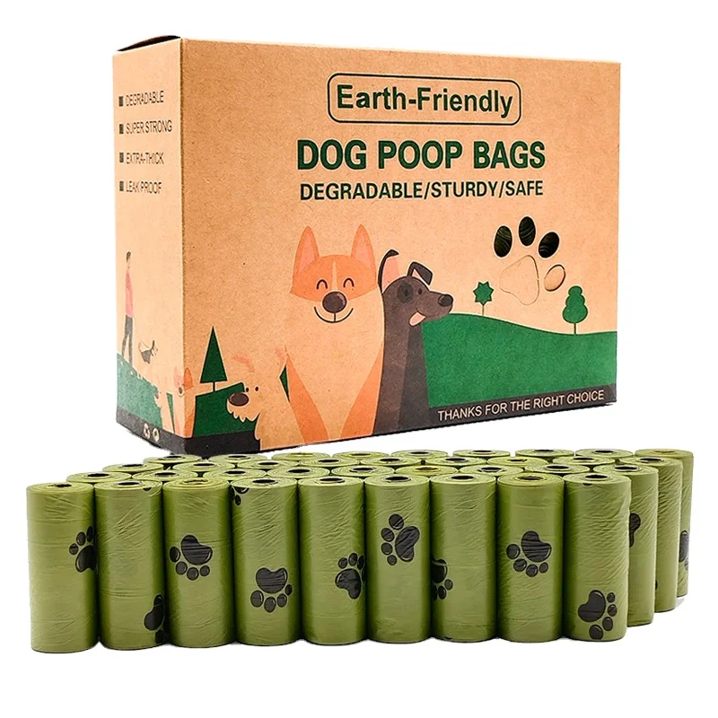 Eco-Friendly Fragrant Thickened Biodegradable Pet Poop Bag Dispenser Cross-Border Rolled Flat Dog Garbage Waste Disposal