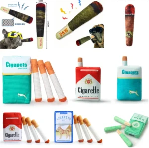 Eco Friendly Green Simulation Cigarette Box Pet Toy Cross Border Dog Vocal & Cat Menthol Cigarette Plush Toy