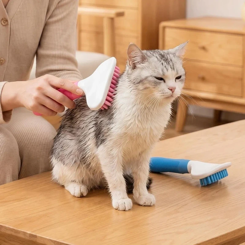 Eco Friendly Handheld Modern Pet Comb TPR & ABS Material for Dogs and Cats All Seasons Bathroom Use