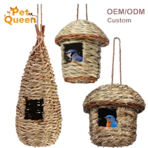 Eco Friendly Handwoven Solid Pattern Hibiscus Grass Tree Hole Pet House for Parrot Hatching & Breeding Feitu All Seasons