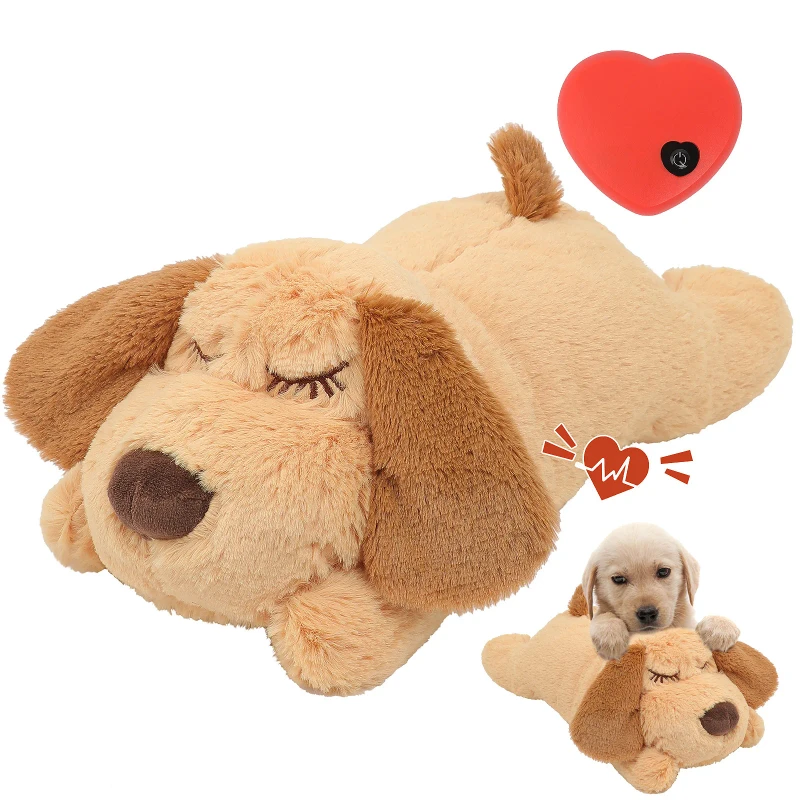 Eco Friendly Heartbeat Squeak Plush Dog Toy Interactive Boredom Relief Companion for Anxiety Pet Supply