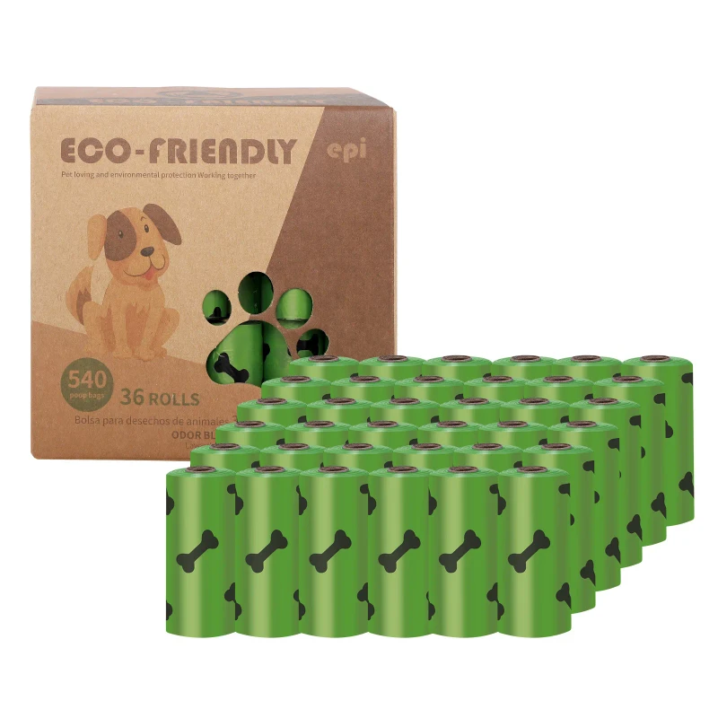 Eco Friendly High Quality 36 Roll Custom Printed Biodegradable Dog Poop Waste Bags Pet Waste Disposal