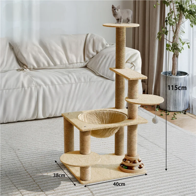 Eco-Friendly High Quality Wood Cat Tower Climbing Frame Large Scratcher Encourages Jumping Climbing Cat Tree House