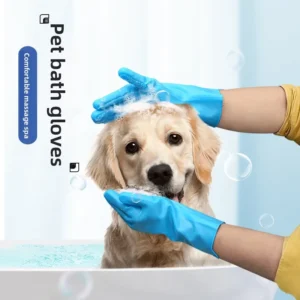 Eco Friendly Household Silicone Pet Bathing Gloves for Dog and Cat Shampoo and Grooming with Brushing and Cleaning Glove