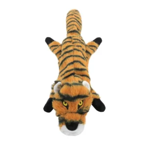 Eco Friendly Interactive Plush Pet Toy Squeak Feature Cow Tiger Dog Chew Toy for Cat Skin Shell Training