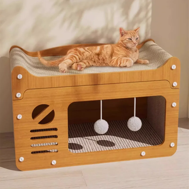 Eco Friendly Modern Large Wood Paper Cat Scratching Board Cat Tree Scratcher Furniture