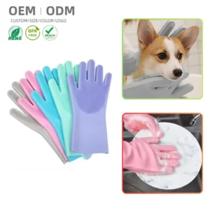 Eco Friendly Multi Functional Silicone Cleaning Gloves for Small Animals Dogs Cats Bathing Dog Hair Washing Bathroom