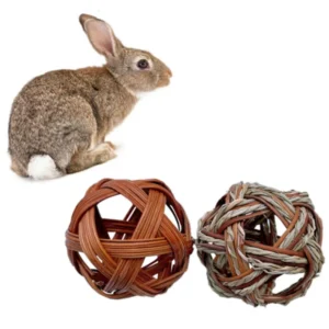 Eco Friendly Natural Grass Rattan Ball Pet Chewing Toy Small Animals Teeth Cleaning Toy for Rabbits Cats Small Rodents Pet