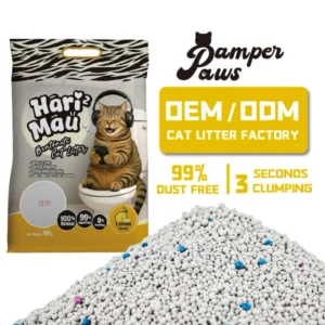 Eco Friendly Odor Control Dust Free Fast Clumping Highly Absorbent Bentonite Cat Litter 1 4mm Customizable Weight