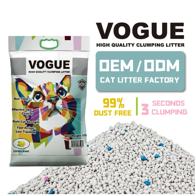Eco Friendly Odor Control Dust Free Fast Clumping Highly Absorbent Bentonite Cat Litter