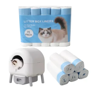 Eco Friendly PE Drawstring Cat Litter Box Liners Biodegradable Waterproof 10L Strong Odor Control