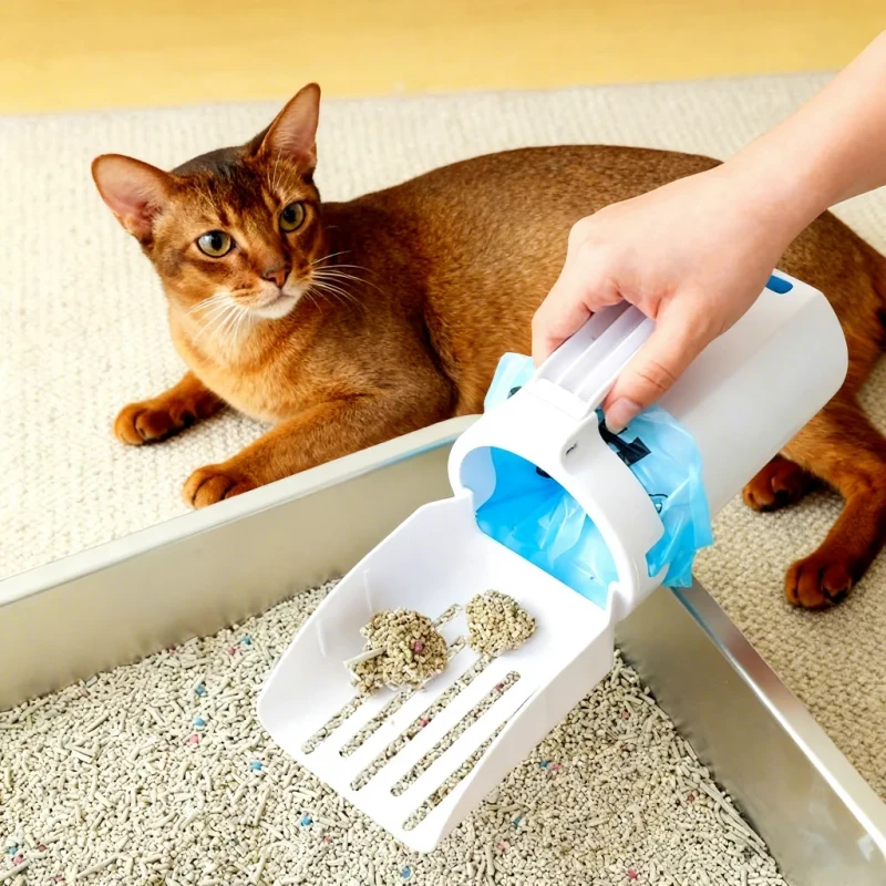 Eco Friendly PP Material Sifter Multi Function Cat Litter with Scoop Poop Bag Kit Self cleaning Pet Cat Litter Box with Filter
