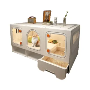 Eco-Friendly PP Solid Pattern Button Closure Pet House for Small Breeds Cats One Room One Bathroom Design Indoor Outdoor Use