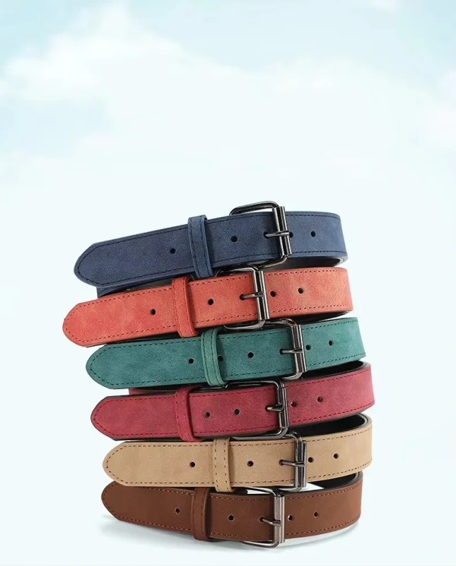 Eco Friendly PU Leather Dog Collar with Simple Solid Style Rivet Decoration Buckle Closure for Small Breeds