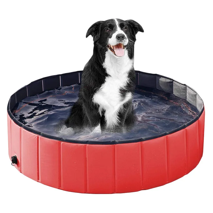 Eco-Friendly PVC Foldable Bath and Swimming Pool Cross-Border Red Pet Cleaning and Bathing Basin for Dogs