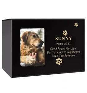 Eco-Friendly Painted Wooden Pet Cremation Urn with Photo Customizable Memorial Keepsake for Cats & Dogs
