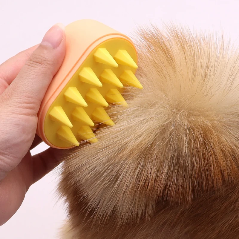 Eco Friendly Pet Grooming Bath Brush PP TPR Material with Shampoo Container for Dogs Cats Bathing & Massaging