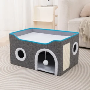 Eco Friendly Pet House Cat Calming Pet Dog Bed with Cat Claw Board