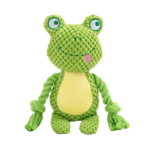 Eco-Friendly Pet Plush Sound Rope Toy Fox Frog Pig Dog Interactive Tug War Training Squeaky Chew Toys