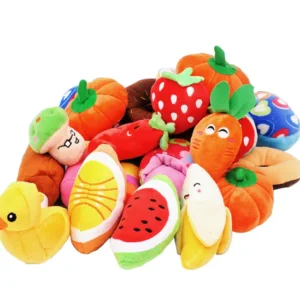 Eco-Friendly Pet Plush Toys Cute Dog Fruit Shape Dog Squeaky Toy