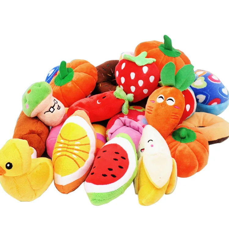 Eco-Friendly Pet Plush Toys Cute Dog Fruit Shape Dog Squeaky Toy
