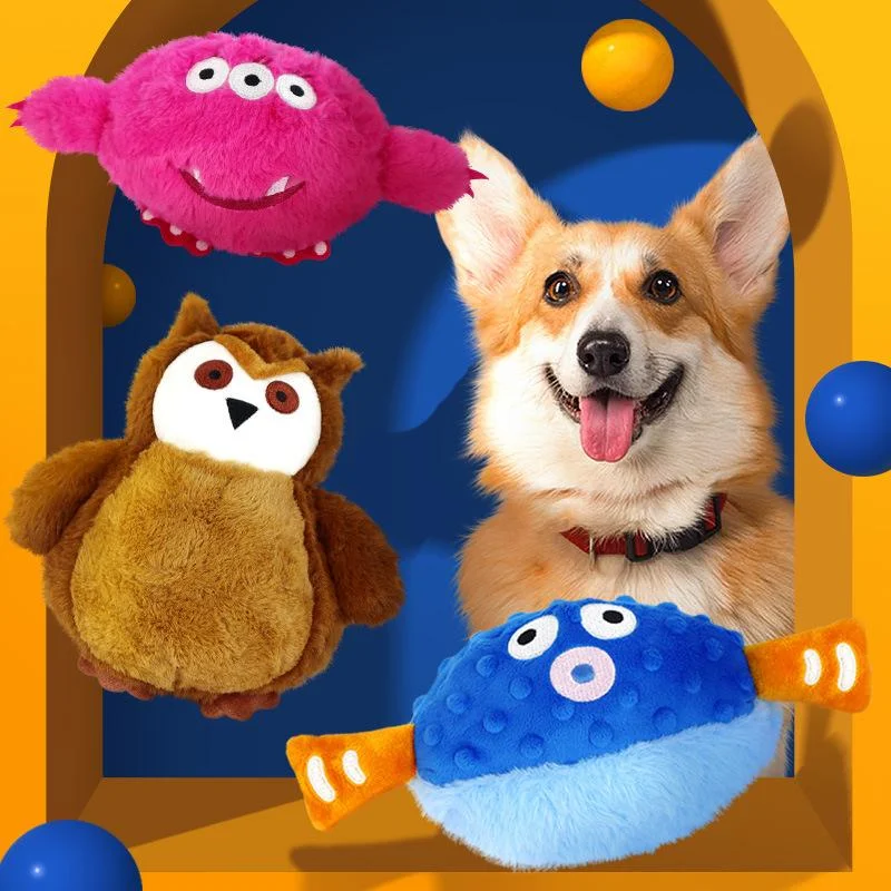 Eco Friendly Pet Squeaky Plush Chew Resistant Rope Toys for Dogs Cats Molar Vending Training Companion Toys Boredom Buster
