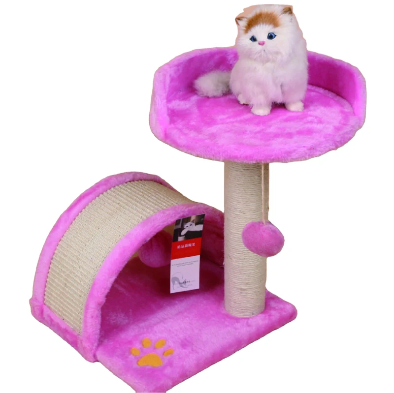 Eco-Friendly Pet Supplies Plush Indoor Cat Scratcher Tower SISAL Solid Modern Customizable Logo Customizable Cat Trees Scratcher