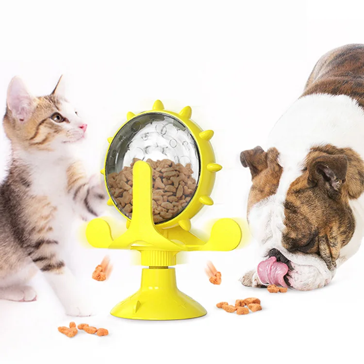 Eco Friendly Pet Supplies Puppy Toys Cat Teaser Slow Feeder Windmill Turntable for Small Animals and Dogs