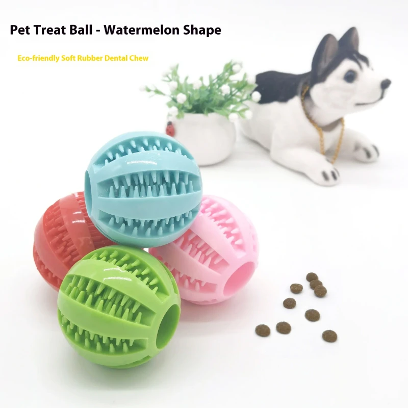 Eco Friendly Pet Toys Dog Training Puzzle Anti Choking Ball Teeth Cleaning Walking Dog Elastic Watermelon TPR Ball
