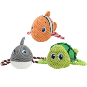 Eco Friendly Pet Toys Large Small Ocean Series Cotton Rope Chew Squeaky Interactive Knot Supplies Luxury Plush Dog Chew Toys