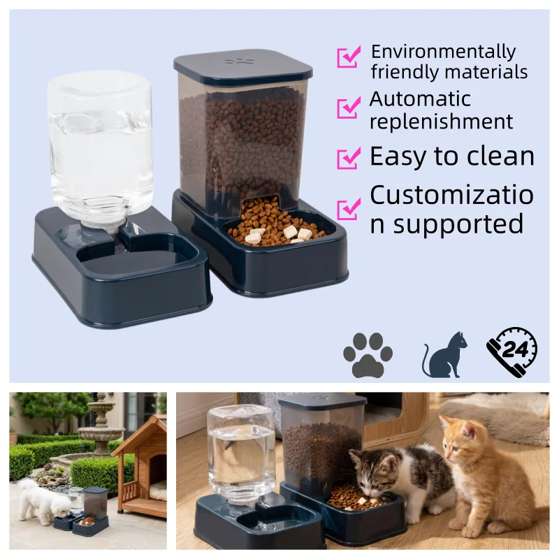 Eco Friendly Plastic Materials Pet Feeding Device and Water Dispenser for Cats and Small Dogs