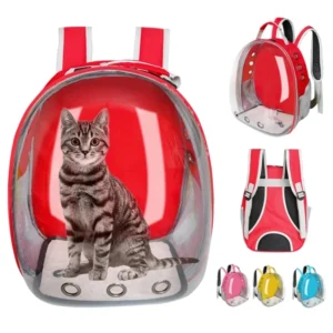Eco Friendly Plastic Pet Space Capsule Backpack with Zipper Closure Solid Pattern Outdoor Use for Small Animals