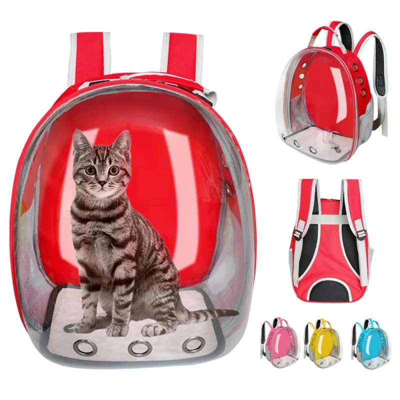 Eco Friendly Plastic Pet Space Capsule Backpack with Zipper Closure Solid Pattern Outdoor Use for Small Animals