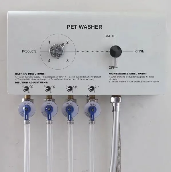 Eco Friendly Plastic Shampoo Dispenser for Pet Cleaning Bathing Grooming Salon & Household Use Wall Mount 4 Pipes
