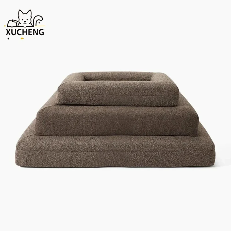 Eco Friendly Rectangular Pet Sofa Bed Modern Animal Fashionable Cute Thickened Foam Velvet Solid Square Shape Pet Bed