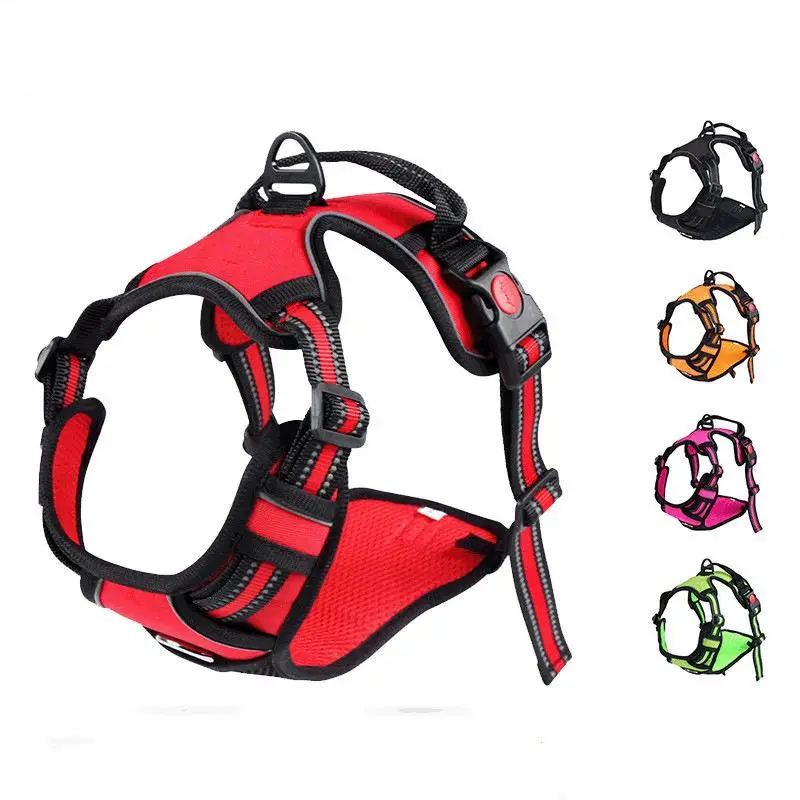 Eco Friendly Reflective Nylon Dog Training Harness Adjustable XS XL Solid Pattern Vest Ribbons for Walking Your Pet
